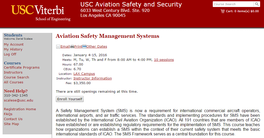 Online Registration Walkthrough USC Viterbi Aviation Safety & Security